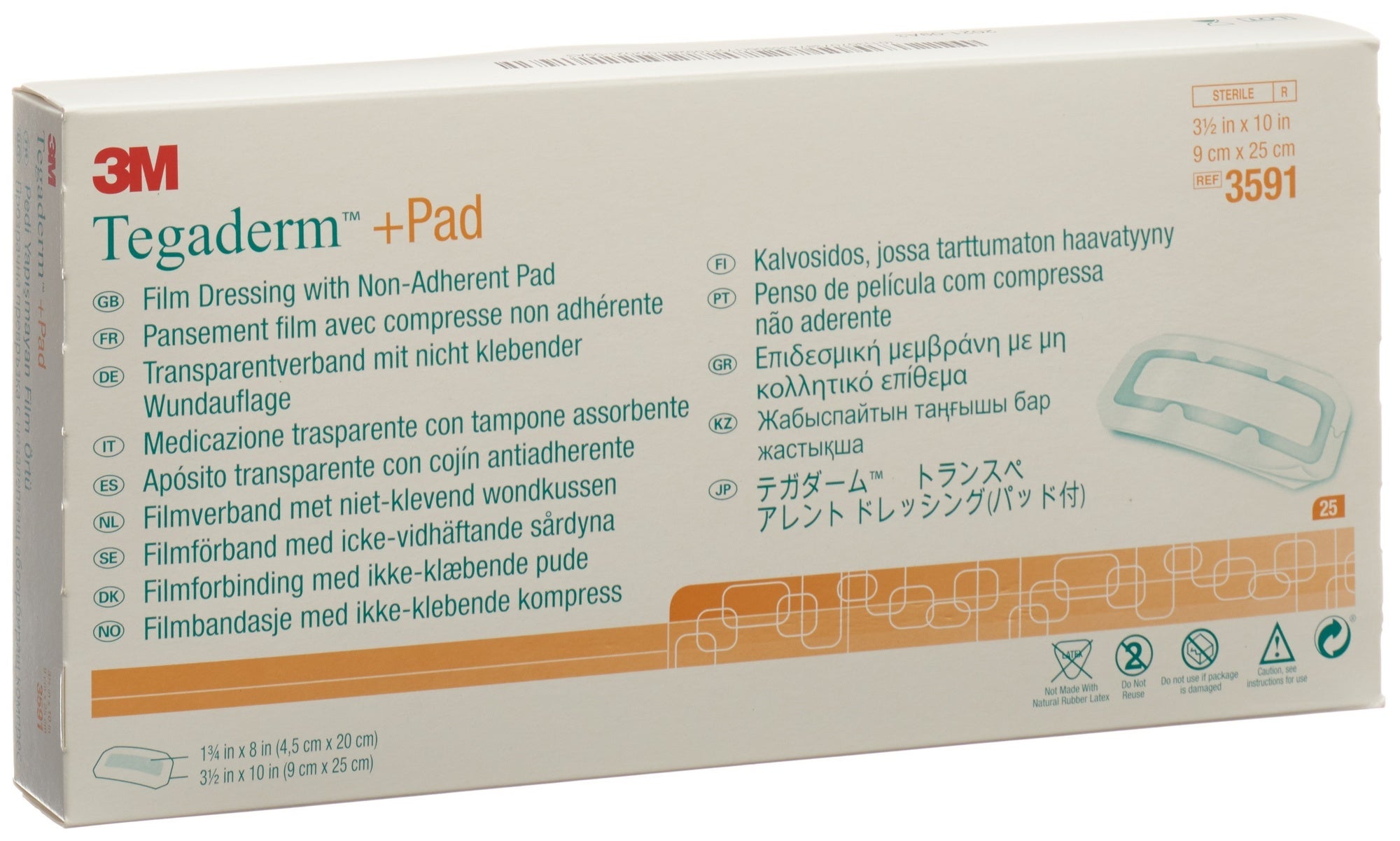 Tegaderm+Pad pansement 9x25cm avec compresse 4.5x20cm