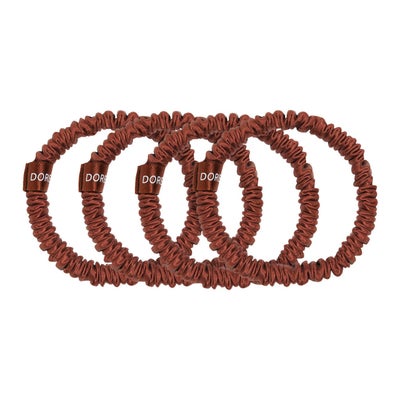 Silk Scrunchie Set 1 cm Brown