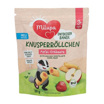 Bio Knusperröllchen Apfel Erdbeere 3+