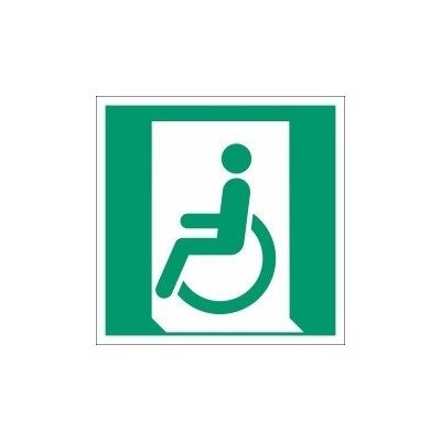 Rettungszeichen Schild Notausgang für Rollstuhlfahrer links 20 x 20 cm Alu