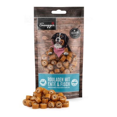 Rouladen mit Ente und Fisch für Hunde