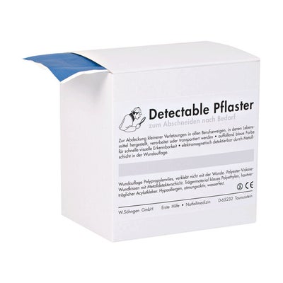 Wundschnellverband. detectable, starr, 6 cm x 1 m, blau