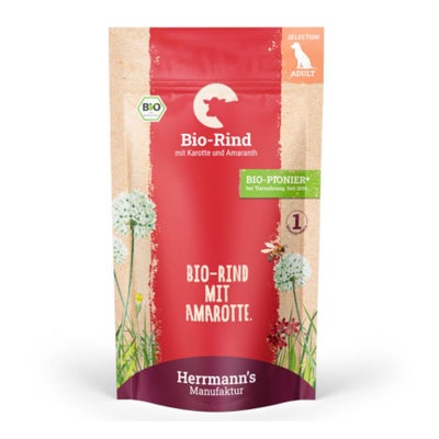 Bio Rind mit Karotten und Amaranth, Nassfutter für Hunde