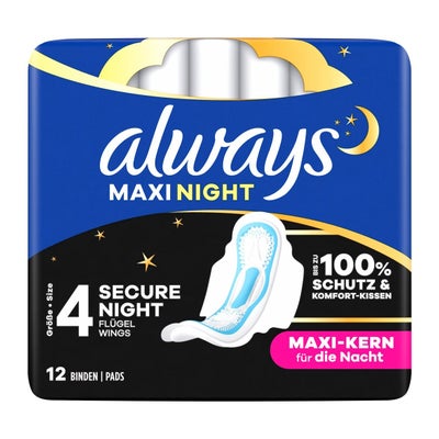 Maxi serviettes hygiéniques Night avec ailettes Maxi serviettes hygiéniques Night avec ailettes
