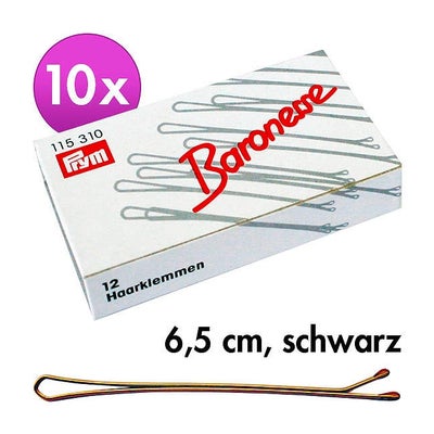 Baronesse Haarklemmen Schwarz, 6,5 cm, glatt