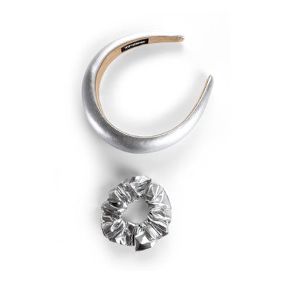Fashion Glam Haarreif und Scrunchie silber