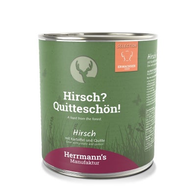Hirsch mit Kartoffel und Quitte, Nassfutter für Hunde Hirsch mit Kartoffel und Quitte, Nassfutter für Hunde