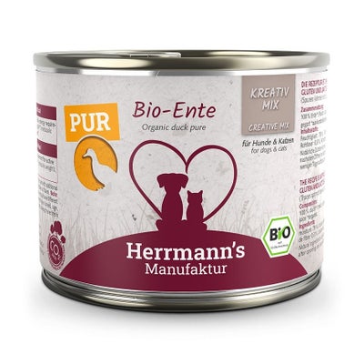 Reinfleisch Bio - Ente, Nassfutter für Hunde