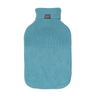 Wärmflasche Rollkragen-Strickbezug steinblau Wärmflasche Rollkragen-Strickbezug steinblau