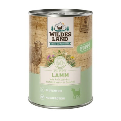 Puppy agneau avec riz, courge, herbes sauvages & huile de carthame 6 x 400 g Puppy agneau avec riz, courge, herbes sauvages & huile de carthame 6 x 400 g