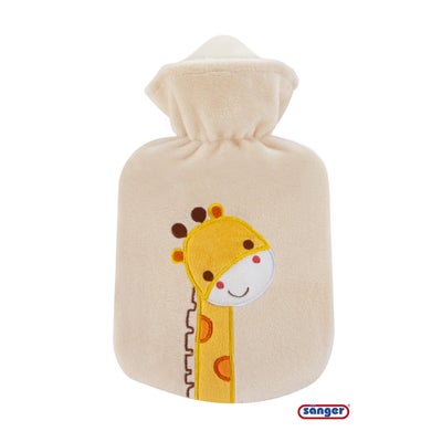 bouillotte en coutchouc naturel avec housse velours girafe