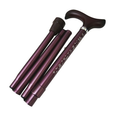 Faltstock 4fach aus Aluminium Sakura 85-95cm lila Derbygriff aus Hartholz >100kg