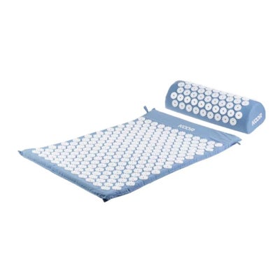 Tapis dacupression avec coussin bleu/blanc (2 pièces)