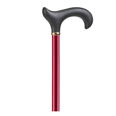 canne en métal rouge métallisée 75-96cm -100kg avec poignée Derby noire