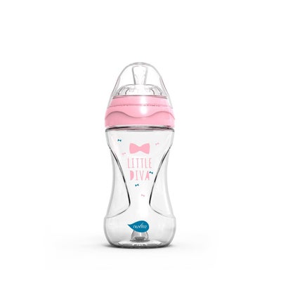 Glasflasche 240ml Anti-Kolik pink 3M+