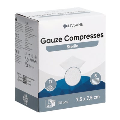 compresse de gaze 7.5x7.5cm stérile 2 x 25 pce