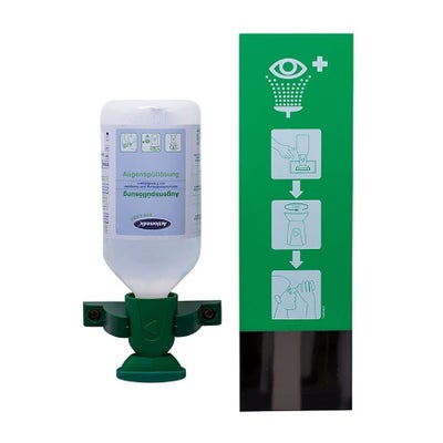 Bouteille de lavage oculaire NaCl, support