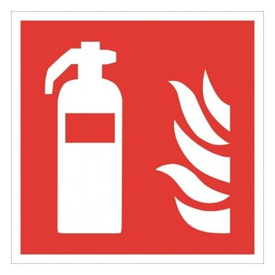 Rettungszeichen Aufkleber Feuerlöscher ASR A1.3 ISO 7010-F001 20 x 20 cm