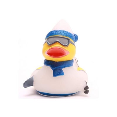 Badeente Schifahrer weiss/blau