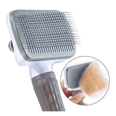 Brosse autonettoyante pour animaux domestiques grise Brosse autonettoyante pour animaux domestiques grise