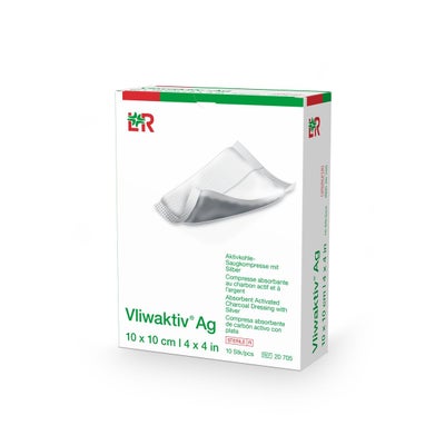Ag Aktivkohle Verband 10x10cm steril