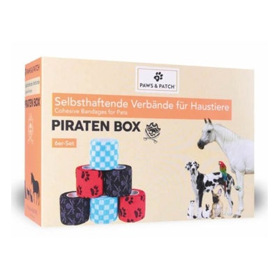 Paws and Patch Selbsthaftende Verbände PIRATEN BOX 5x5cm (6er-Set)