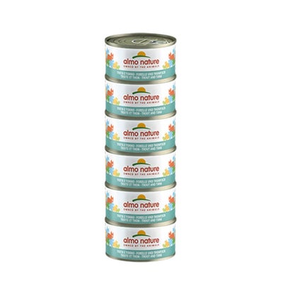 Multipack mit Forellen und Thunfisch, Nassfutter für Katzen 6 x 70 g