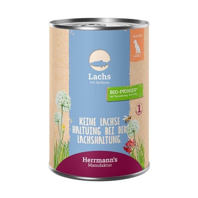 Lachs mit Aprikose, Nassfutter für Hunde