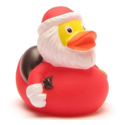 Badeente Weihnachtsmann mit Sack und Glocke