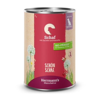 Schaf mit Zucchini und Kartoffeln, nourriture humide pour chiens Schaf mit Zucchini und Kartoffeln, nourriture humide pour chiens