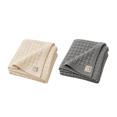 Couverture tricotée 100% laine mérinos beige