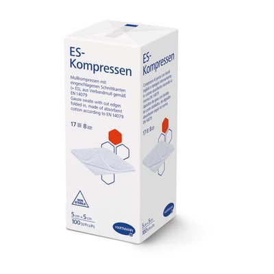 ES-Kompresse 5x5cm 8-fach 17-fädig unsteril ES-Kompresse 5x5cm 8-fach 17-fädig unsteril