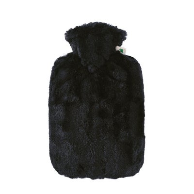 Bouillotte PVC housse fausse fourrure noir
