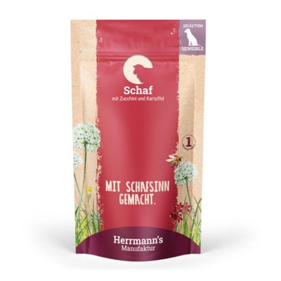 Schaf mit Zucchini und Kartoffeln, nourriture humide pour chiens Schaf mit Zucchini und Kartoffeln, nourriture humide pour chiens
