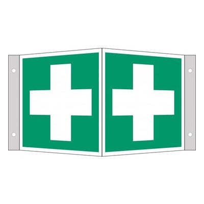 Rettungszeichen Winkelschild Erste Hilfe 15 x 15 cm Alu