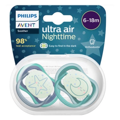 sucette ultra air 6-18m vert/bleu