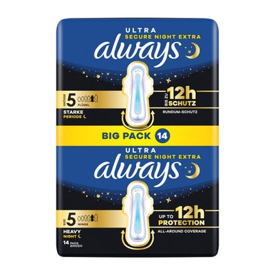 Ultra serviette hygiènique Gr5 Secure Night Extra avec ailettes Ultra serviette hygiènique Gr5 Secure Night Extra avec ailettes