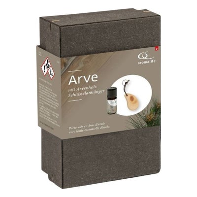 Geschenkset ARVE Bever Schlüsselanhänger mit ätherischem Öl Arve 5 ml Geschenkset ARVE Bever Schlüsselanhänger mit ätherischem Öl Arve 5 ml