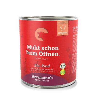 Bio Rind mit Karotten und Amaranth, Nassfutter für Hunde