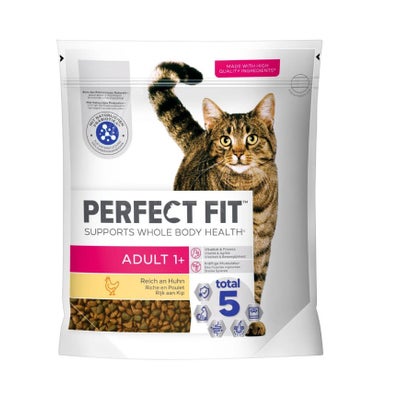 Adult mit Huhn, Trockenfutter für Katzen